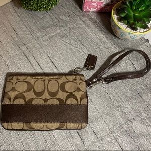Coach brown wristlet